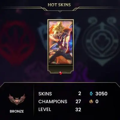 S15 Bronze III (0 LP) / EUW / BE: 3050 / RP: 0 / CHAMPS: 27 / SKINS: 2 / HANDLEVELED / FULL ACCESS / NO SCAM