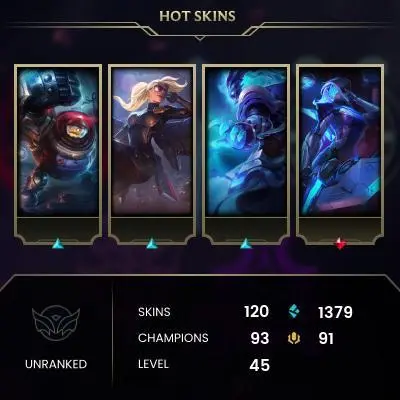 ME EMAIL CHANGEABLE 93 CHAMPIONS 120 SKINS 19 CHROMAS 1+ Year not usedd