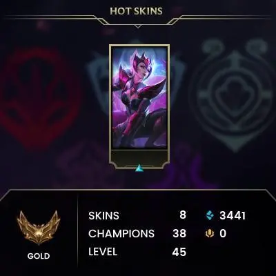 S15 Gold III (76 LP) / NA / BE: 3441 / RP: 0 / CHAMPS: 38 / SKINS: 8 / HANDLEVELED / FULL ACCESS / NO SCAM