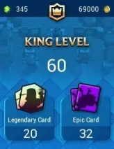◄ KT 15 ► 60 LVL ◆ 9030 TROPHIES ◆ 119 CARD ◆ 72 MAX CARD ◆ 21 ELITE CARD ◆ 150 EMOTES ◆ 17 SKINS ◆ 69k GOLD ◆ 345 GEMS ◆ RT40