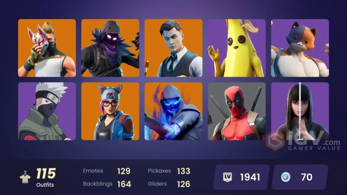 115 skins | OG STW | Gold Midas | Reaper | Tech Axe | Ol' Woody |Buk70