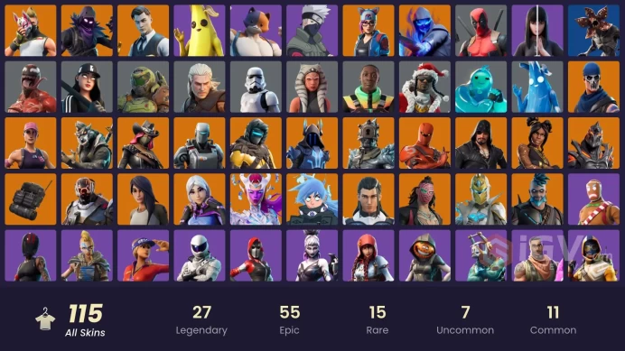 115 skins | OG STW | Gold Midas | Reaper | Tech Axe | Ol' Woody |Buk70