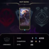 Unranked / NA / BE: 4359 / RP: 0 / CHAMPS: 20 / SKINS: 2 / HANDLEVELED / FULL ACCESS / NO SCAM