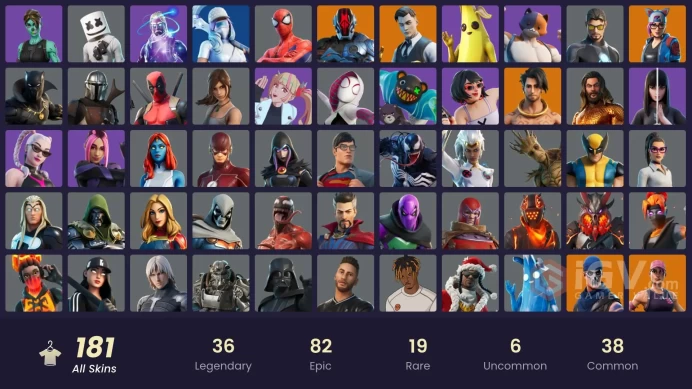 [PC-XBOX-PSN] -181 SKIN-Galaxy-Midas-MARVELS-DC-Marshmello-Spider-Man-Ghoul Trooper-FULL ACCESS