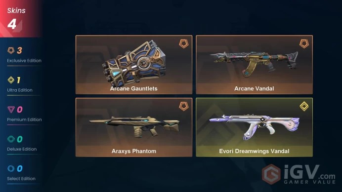 Na-Usa-Can | Arcane Bundle | Evori Dreamwings Vandal | Araxys Phantom | Arcane Gauntlets + Vandal | 4 Skins | Level 28 | Full Access