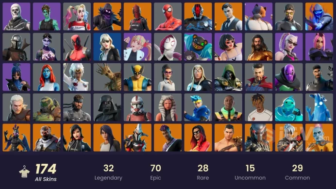 PC-XBOX-PSN 174 Skins | Gold Meowscles | Gold Midas | Gold TNTina | Gold Brutus |Ex | Subzero Cryptic | Vivi Chroma | Sultura | Ghoul Trooper