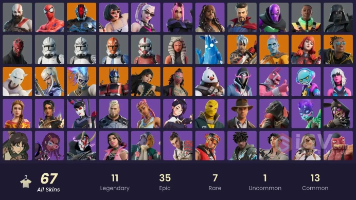 67 skins | Gold Kratos(OG) | Era | Renzo the Destroyer | The Foundation | The Origin | Mizuki | The Imagined | Ronin  | 1200 VB| CHANGEABLE MAIL