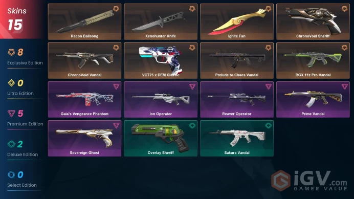 [AP] - SKINS 15 - KNIFE 3 - Ignite Fan - Recon Balisong - Xenohunter Knife - RGX 11z Pro Vandal - FULL ACCESS - INSTANT DELIVERY