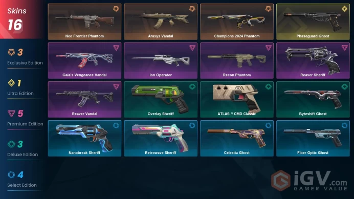 [KR] - SKINS 16 - Phaseguard Ghost - Champions 2024 Phantom - Araxys Vandal - FULL ACCESS - INSTANT DELIVERY