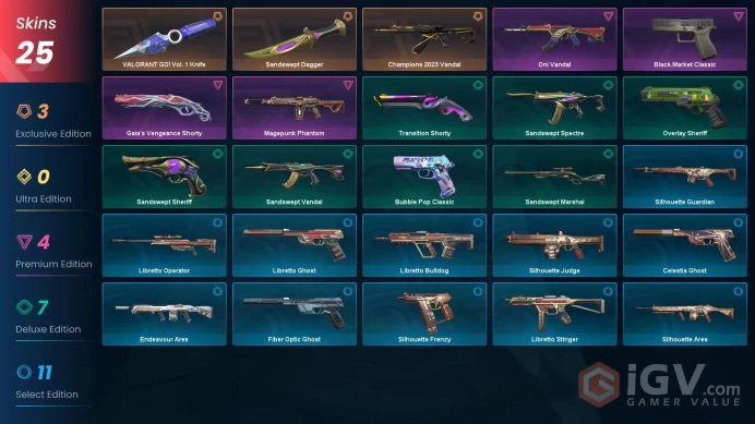 [KR] - SKINS 25 - KNIFE 2 - Champions 2023 Vandal - Sandswept Dagger - VALORANT GO! Vol. 1 Knife - FULL ACCESS - INSTANT DELIVERY