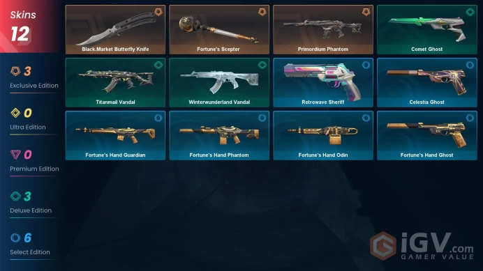 [EU\TURKEY] - SKINS 12 - KNIFE 2 - Black.Market Butterfly Knife - Primordium Phantom - Fortune's Scepter - FULL ACCESS - INSTANT DELIVERY
