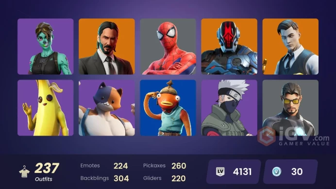 [PC-PSN-XBOX] -237 SKIN-75.000 VB SPEND-Hot Marat-OG STW-John Wick-Neo Versa-Joltara-Supersonic-Midas-Son Goku-Ruin-Naruto Uzumaki-FULL ACCESS-
