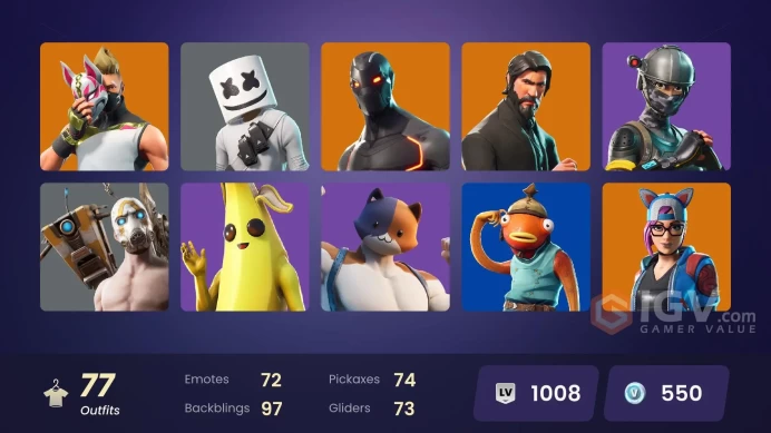 [PC-PSN-XBOX] -77 SKIN-Psycho Bandit-Elite Agent-The Reaper-Rogue Agent-Drift-Omega-Marshmello-Fishstick WORLD CUP-FULL ACCESS