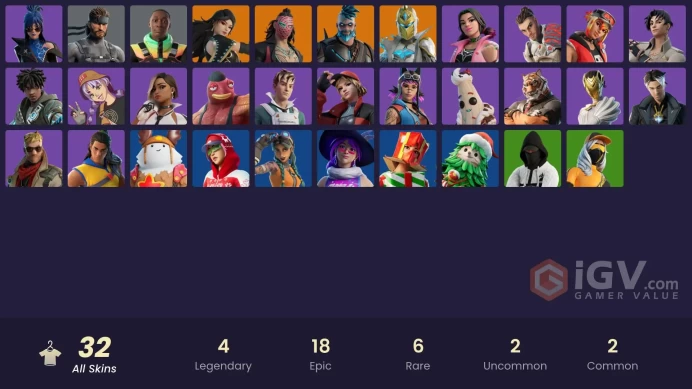 [PSN/XBOX/PC] 32 skins | Omegarok | Spectra Knight | Kado Thorne | Era | Solid Snake | Khaby Lame | Lil Split | Renegade Lynx| Montague | 750 VB