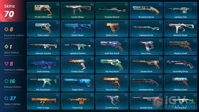 EU-Turkey / 70 Skins > Arcane Sheriff Phaseguard Vandal Prelude to Chaos Vandal Neptune Vandal Ion Vandal Reaver Vandal Ion Operator 999731