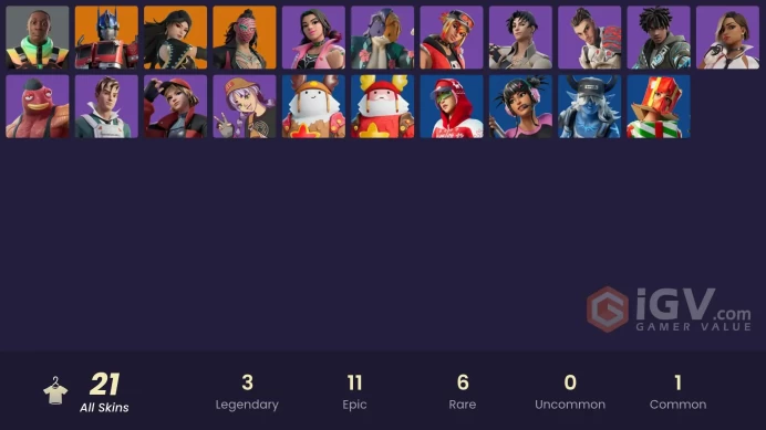 ! [PC/XBOX/PSN] | 21 skins | Optimus Prime | Kado Thorne | Era | Khaby Lame | Relik | Mariposa | Purradise Meowscles | Fish Thicc