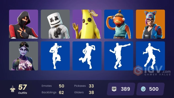 [PC-PSN-XBOX] 57 skins | IKONIK OG| Fishstick (World Cup) | Clutch | Grind | Battle Hound | Vendetta | Ravage| Breakpoint|Marshmello|FULL ACCESS