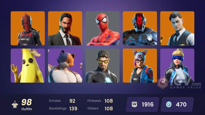 [PC/PSN/XBOX]1913 LVL| 98 skins | Neo Versa(OG) | Gold Midas(OG) | Carbon Commando | Trilogy | Fixer | Sultura | Rogue Agent |  | John Wick | 