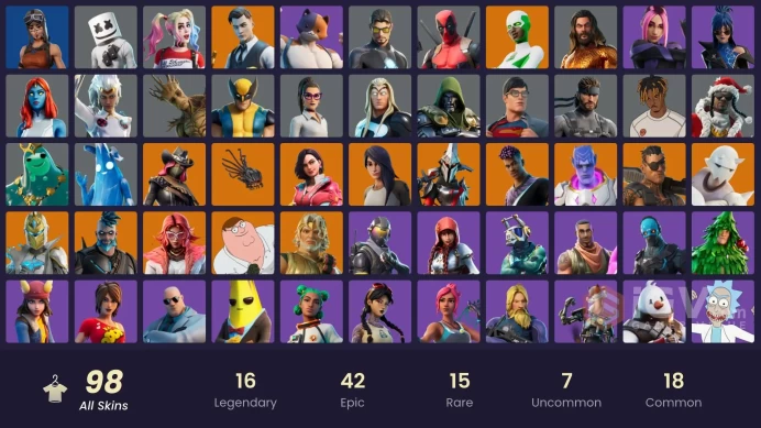 [PC-PSN-XBOX] 100 SKIN-GOLD MIDAS-GOLD BRUTUS-GOLD MEOWSCALES-Renegade Raider-Harley Quinn-Marshmello-Rogue Agent-FULL ACCESS-