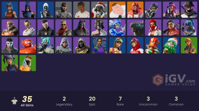[PC-PSN-XBOX] 35 skins | Renegade Raider | Valeria | Peter Griffin | Solid Snake | Santa Dogg | Slayer Juice WRLD | Montague  | FULL ACCESS