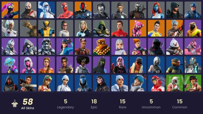 PC/PSN/Xbox/Nintendo 58 skins | Leviathan Axe | Kratos | FNCS 3:1 Champion | Sultura | Cloud Striker | Galaxia | The Foundation | Ronin