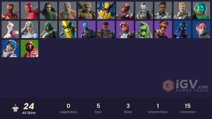 [PC/XBOX/PSN/SWITCH] 24 skins | Black Panther (Shuri) | Iron Spider | Deadpool (Pen & Ink) | War Machine | Young Adult Groot | Spider-Man Zero