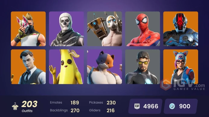 [PC/XBOX/PSN/SWITCH] 204 skins | Star Wars | Gold Meowscles | Marvel Skins | Gold Midas | Gold Skye | Gold TNTina | Psycho Bandit