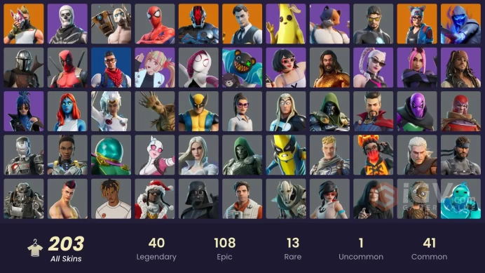 [PC/XBOX/PSN/SWITCH] 204 skins | Star Wars | Gold Meowscles | Marvel Skins | Gold Midas | Gold Skye | Gold TNTina | Psycho Bandit