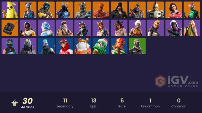 [PC/XBOX/PSN/SWITCH] 30 skins | Mako | Ice King (Gold) | Rox (Stage 5) | Hybrid (Stage 4) | Lynx (Stage 4 - No Ponytail) | Zenith (Stage 4) 