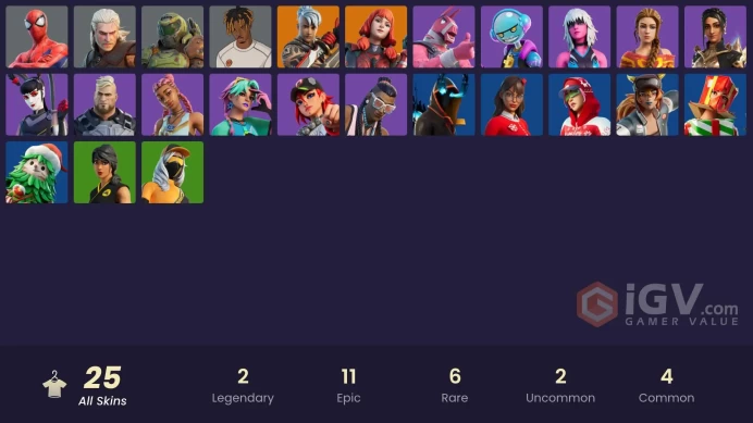 [PC/XBOX/PSN/SWITCH] 25 skins | Lina Scorch | The Imagined (Combat Elite) | Ronin | Spider-Man | Viper School | Astro Armor | Slayer Juice WRLD