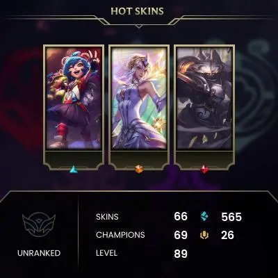 EMAIL CHANGEABLE - EUW - 69 CHAMPIONS - 66 SKINS - 565 BE - HAND LEVELED - INACTIVE - SAFE 100% - WARRANTY - ULTRA RARE SKINS