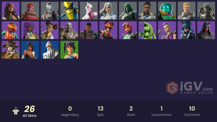 [PC/XBOX/PSN/SWITCH] 26 skins | Black Queen | Illusory Mysterio | Dark Gwenpool | Black Panther (Shuri | Camo War Machine | Pandora's Armor Doom