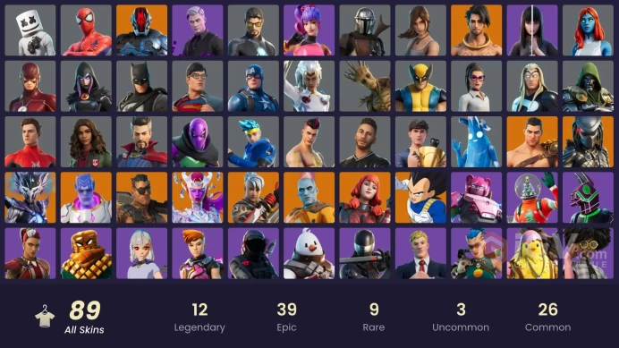 [PC/XBOX/PSN/SWITCH] 89 skins | Vegeta | Marshmello | The Foundation (Helmet Off) | The Origin (On Point) | The Imagined