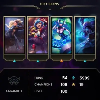 EMAIL CHANGEABLE - EUW - 108 CHAMPIONS - 54 SKINS - 5989 BE - HAND LEVELED - INACTIVE - SAFE 100% - WARRANTY - ULTRA RARE SKINS