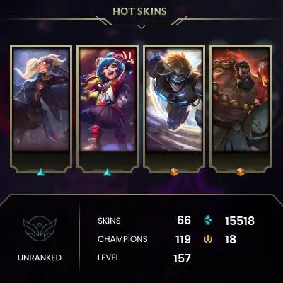 EMAIL CHANGEABLE - EUW - 119 CHAMPIONS - 66 SKINS - 15518 BE - HAND LEVELED - INACTIVE - SAFE 100% - WARRANTY - ULTRA RARE SKINS