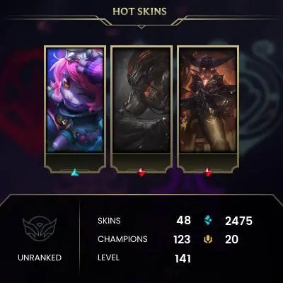 EMAIL CHANGEABLE - EUW - 123 CHAMPIONS - 48 SKINS - 2475 BE - HAND LEVELED - INACTIVE - SAFE 100% - WARRANTY - ULTRA RARE SKINS