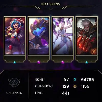 EMAIL CHANGEABLE - EUW - 129 CHAMPIONS - 97 SKINS - 64785 BE - HAND LEVELED - INACTIVE - SAFE 100% - WARRANTY - ULTRA RARE SKINS