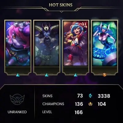 EMAIL CHANGEABLE - EUW - 136 CHAMPIONS - 73 SKINS - 3338 BE - HAND LEVELED - INACTIVE - SAFE 100% - WARRANTY - ULTRA RARE SKINS