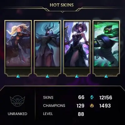EMAIL CHANGEABLE - EUW - 129 CHAMPIONS - 66 SKINS - 12156 BE - HAND LEVELED - INACTIVE - SAFE 100% - WARRANTY - ULTRA RARE SKINS