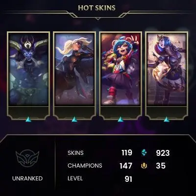 EMAIL CHANGEABLE - EUW - 147 CHAMPIONS - 119 SKINS - 923 BE - HAND LEVELED - INACTIVE - SAFE 100% - WARRANTY - ULTRA RARE SKINS
