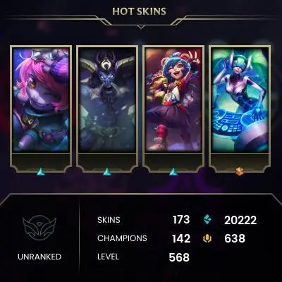 EMAIL CHANGEABLE - EUW - 142 CHAMPIONS - 173 SKINS - 20222 BE - HAND LEVELED - INACTIVE - SAFE 100% - WARRANTY - ULTRA RARE SKINS