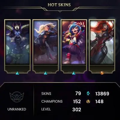 EMAIL CHANGEABLE - EUW - 152 CHAMPIONS - 79 SKINS - 13869 BE - HAND LEVELED - INACTIVE - SAFE 100% - WARRANTY - ULTRA RARE SKINS
