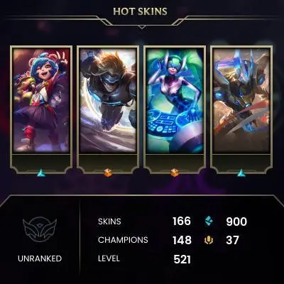 EMAIL CHANGEABLE - EUW - 148 CHAMPIONS - 168 SKINS - 900 BE - HAND LEVELED - INACTIVE - SAFE 100% - WARRANTY - ULTRA RARE SKINS