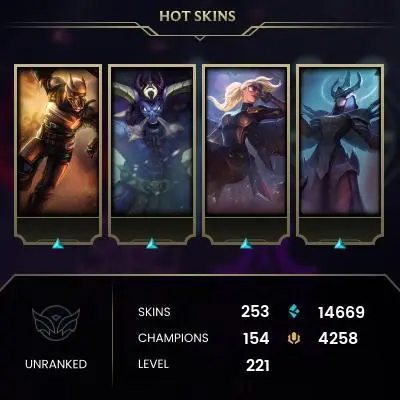 EMAIL CHANGEABLE - EUW - 154 CHAMPIONS - 253 SKINS - 14669 BE - HAND LEVELED - INACTIVE - SAFE 100% - WARRANTY - ULTRA RARE SKINS