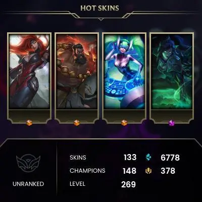 EMAIL CHANGEABLE - EUW - 148 CHAMPIONS - 133 SKINS - 6778 BE - HAND LEVELED - INACTIVE - SAFE 100% - WARRANTY - ULTRA RARE SKINS