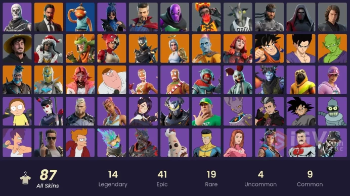 [PC-PSN-XBOX]-87 SKIN-100 PICKAXE-81 EMOTE-62 GLIDER-100K VB SPEND-John Wick-DRAGON BALLS-Terminator-John Cena-MrBeast-Skull Trooper-FULL ACCESS