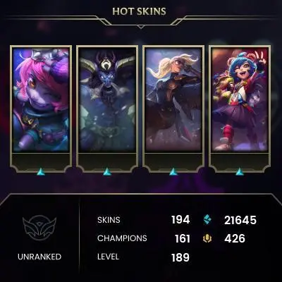 EMAIL CHANGEABLE - EUW - 161 CHAMPIONS - 194 SKINS - 21645 BE - HAND LEVELED - INACTIVE - SAFE 100% - WARRANTY - ULTRA RARE SKINS