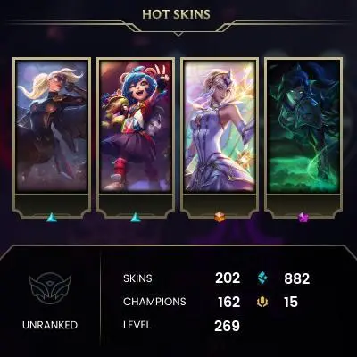 EMAIL CHANGEABLE - EUW - 162 CHAMPIONS - 204 SKINS - 882 BE - HAND LEVELED - INACTIVE - SAFE 100% - WARRANTY - ULTRA RARE SKINS