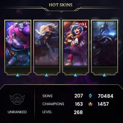 EMAIL CHANGEABLE - EUW - 163 CHAMPIONS - 207 SKINS - 70484 BE - HAND LEVELED - INACTIVE - SAFE 100% - WARRANTY - ULTRA RARE SKINS