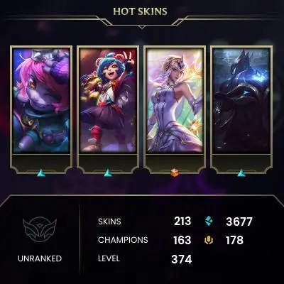 EMAIL CHANGEABLE - EUW - 163 CHAMPIONS - 213 SKINS - 3677 BE - HAND LEVELED - INACTIVE - SAFE 100% - WARRANTY - ULTRA RARE SKINS